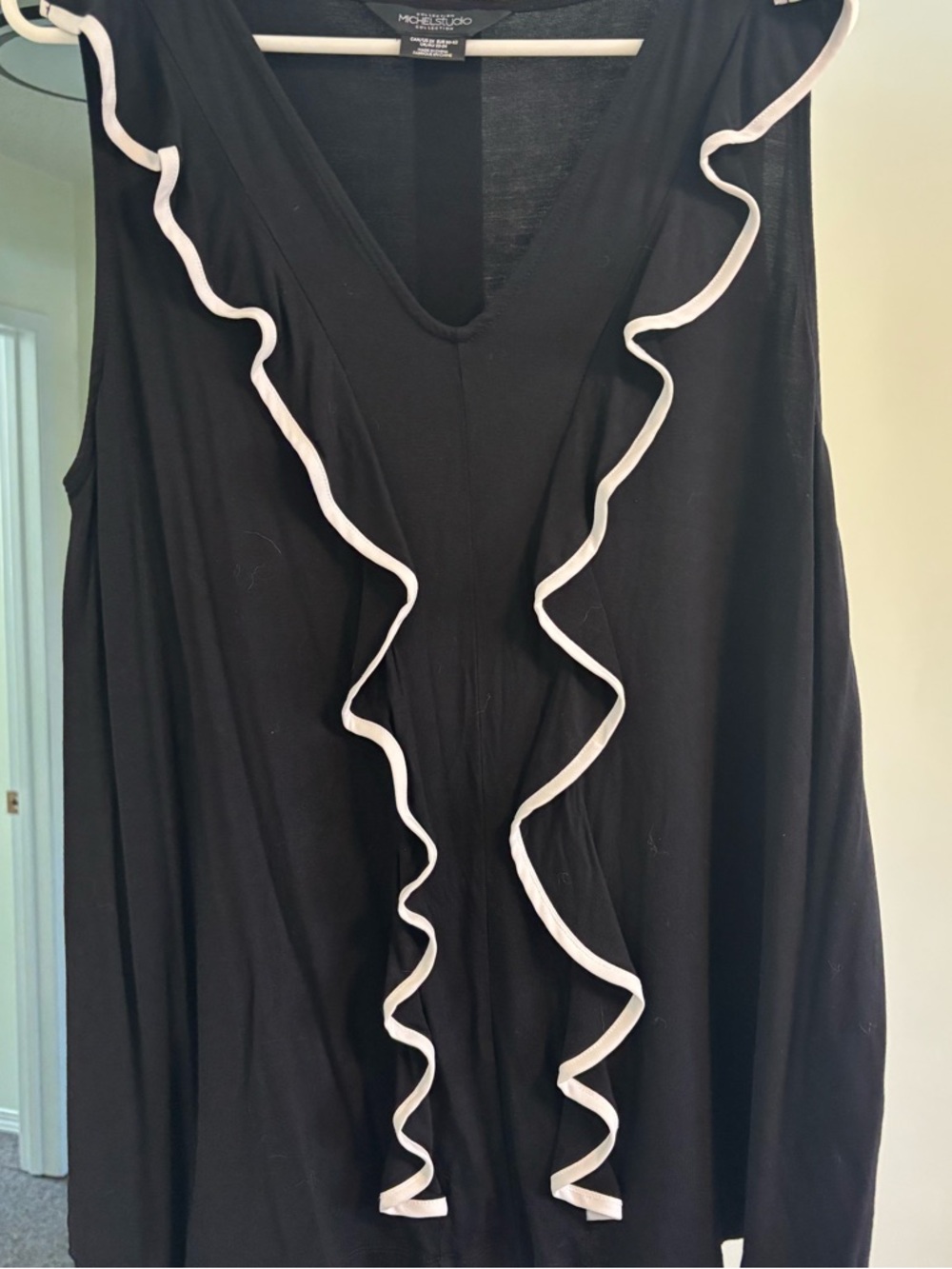 Sleeveless Black Ruffle-Trim Women's Top